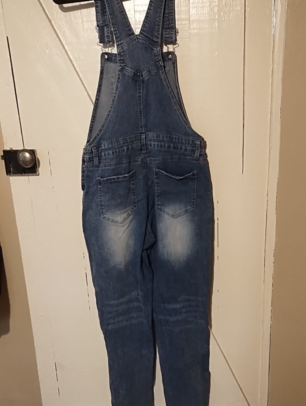 Women’s Blue Denim Distressed Overalls VGC Tattered Size Large. - Picture 8 of 10
